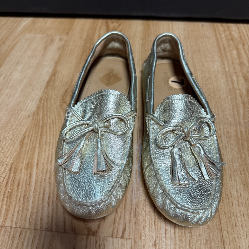 Coach Gold Driving Loafers With Tassles